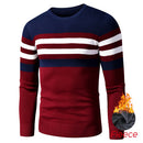 4XL Men 2020 Autumn New Casual Striped Thick Fleece Cotton Sweater Pullovers Men Outfit Fashion Vintage O-Neck Coat Sweater Men