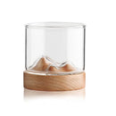 5oz Mountain Wine Glass mug with Wooden chinese tea mug Bottom Whiskey Glasses Japanese Household Tea Cup wood mug gift