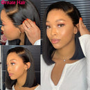 Straight Bob Wig Lace Front Human Hair Wigs Brazilian Short Bob Wig Pre-Plucked Natural Color Human Hair Lace Closure Wigs 150%D