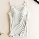 Women Built In Bra Padded Tank Top Female Modal Breathable Fitness Camisole Tops Solid Push Up Bra Vest Blusas Femininas