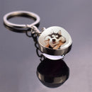 Animals Keychain Cat Dog Bear Peacock Rabbit Squirrel Phoenix Double Side Glass Ball Pendant Keyring
