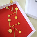 Brass With 18K Gold Crystal Geo Balance Statement Drop Earrings Women Jewelry Punk Party Sweety Gown Runway Boho Korean Japan