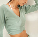 Women Long Sleeves Yoga Crop Top Ribbed Female Breathable Sport T Shirt Workout Fitness shirt Gym top Running  Sweater clothes