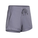 SHINBENE Naked-feel Cozy-soft Loose Fit Training Gym Sport Shorts Women Waist Drawstring Running Yoga Fitness Workout Shorts