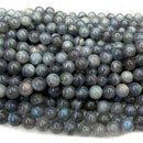 Natural Genuine Blue Labradorite Round Loose Stone Beads 3-18mm Fit Jewelry DIY Necklaces or Bracelets 15" 07464