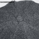 SHOWERSMILE Brand Wool Newsboy Caps Men Grey Herringbone Flat Caps Women Coffee British Gatsby Cap Autumn Winter Woolen Hats