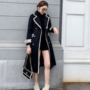 Korean Fashion Wool Coat Women Autumn Winter Thick Warm V-Neck Belt Long Overcoat Office Lady Elegant Slim High Quality Outwear