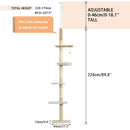 Domestic Delivery Height 238-274cm Cat Tree Condo Scratching Post Floor to Ceiling Adjustable Cat Scratcher Protecting Furniture