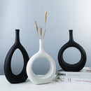 VILEAD Ceramic Hollow Out Flower Vase Figurines Nordic Modern Planter Pots Living Room Desktop Interior Decorative Decorations