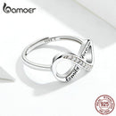 Bamoer 925 Sterling Silver Infinity Love Family Forever Finger Ring Adjustable Free Size Rings Fashion Clear CZ Jewelry SCR579