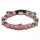 Luxury Crown Charm Men Bracelets 8mm Micro Pave CZ Round Braided Macrame Bracelet Pulseira Feminina Handmade Jewelry Women Gift