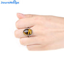 Real Natural Crystal Ring Yellow Tiger Eye Stone S925 Silver Mosaic Ring Men Women Crystal Rings Energy Stone Jewelry Wholesale