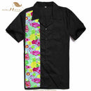 SISHION L-2XL  Men Shirt ST110 Short Sleeve Black Red Rockabilly Cotton Casual Bowling Shirts for Men camisa masculina