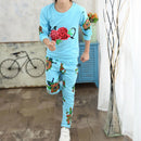 冬季女童服装套装 花卉图案女婴服饰 棉质儿童运动服 卫衣+长裤 圣诞服装