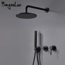 内置淋浴混合水龙头分流器带出水口支架 Bagnolux 黑色黄铜雨淋手持花洒浴室套装