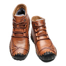 High Quality Leather Autumn Winter Men Boots Warm Plush Snow Boots Outdoor Fur Motorcycle Boots Ankle Boots Men&