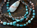 Women Necklace Random Shape Labradorite Onyx Amazonite Pendant Necklaces Lariat Beads Knotted Bohemia Neck Chain Dropship