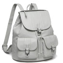 VASCHY Fashion Backpack Purse for Women Chic Drawstring School Bags with Two Front Pockets Soft Leather Backpack for College