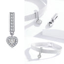 WOSTU 925 Sterling Silver Circle Charm Round CZ Bead Bead Clip Fit Original reflection Charm Bracelet Jewelry Accessories CQX101