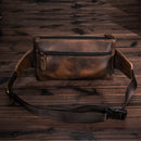Cowhide Leather men Casual Fashion Travel Fanny Waist Belt Bag Chest Sling Bag Design Bum 7" Phone Case Pouch Male 8136-G