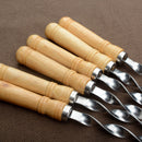 55cm 21.5" BBQ Skewers Long Handle Shish Kebab Barbecue Grill Stick Wood BBQ Fork Stainless steel Outdoors Grill Needle 6-12pcs