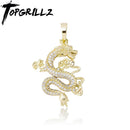 TOPGRILLZ New Hip Hop Pendant Necklace Chinese Style Jewelry Cubic Zirconia Mascot Ornaments Lucky Symbol Pendant Gift