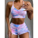 New Women Seamless Yoga Set Fitness Sports Suits Gym Clothing Push Up 2 Pieces Bra+Gym Short Pants Female Running Workout Pants