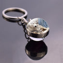 Animals Keychain Cat Dog Bear Peacock Rabbit Squirrel Phoenix Double Side Glass Ball Pendant Keyring