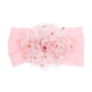 Nishine Soft Stretch Satin Rose Flower Baby Headband Newborn Knot Wide Nylon Headwraps Turban Girls Headwear Kids Photo Props