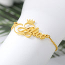 Personalized Custom Name Bracelet  Stainless Steel Cuff Crown Font Bracelets For Women Handmade Bangle gift to best friends