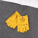 Genuine Leather Half Finger Gloves Men Summer Breathable Driving Semi-Finger Male Sheepskin Glove Non-Slip Fitness JT9006