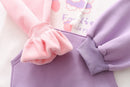 女士兔耳连帽衫原宿可爱兔子动漫图案卫衣少女冬季服装粉色紫色韩版可爱套头衫