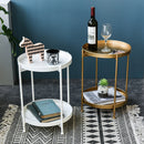 Nordic Simple Iron Double-layer Small Tea Table Corners Round Coffee Table Lving Room Mini Sofa Side Table