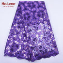 Kalume White African Tulle Lace Fabric Sequin 5 Yards 2021 Nigerian Mesh Lace Fabrics High Quality For Sew Wedding Cloth F1999