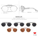 BARCUR Round Polarized Sunglasses Gothic Steampunk Sunglasses Men Women Vintage Shades UV400
