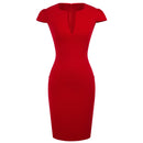 Summer Charming Sexy Celebrity Style Fashion Pockets Knee-length Bodycon Slim Business Sheath Party Dress E521