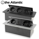 Desktop Socket Table Outlet 2 3 DE EU FR Socket With USB Charging Slow Pop Up Black Silver Aluminum Alloy Cover For Meeting Room