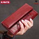 KAVIS Genuine Leather Women Wallet New Style Female Portomonee Fashion Money Bags Zipper Card Holder Handy Perse High Capacity