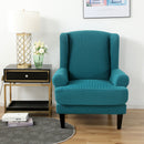 Wing back Chair Cover Jacquard Spandex Stretch Slipcovers for office Chairs Stylish 2 Piece Set With Elastic Band