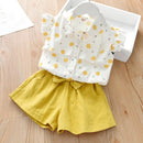 Humor Bear Girls Clothes Suit  Brand NEW Summer Toddler Girl Clothes Dot Bow Vest T-shirt Tops+Shorts Pants 2Pcs Set