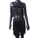 Fashion Tassel Spaghetti Strap Crop Top Mini Dress 2 Piece Set Women Sexy Camis Package Hip Dresses Party Clubwear Suits