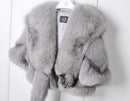 Winter Cloak Warm  Women Cardigan big real Fox Fur Collar Cape Fashion Solid Poncho With medium Fur Sleeves Evening dress shaw