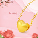 HOYON Necklace for Women Wedding Jewelry 18k Pure Gold Color 45cm 18'' Fashion Matte Love Heart Pendant Clavicle Chain Chocker