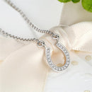 ELESHE Fashion New Lucky Horseshoe Pendant Necklace for Women Jewelry Horse Hoof Letter U Zirconia Necklace Female Gift