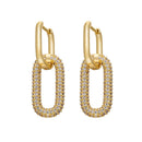 ZHUKOU one pair Hoop Earrings Women CZ Jewelry Gold /Silver Color Rectangle Earring Hoops for party birthday gifts model:VE129
