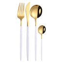 White Gold Cutlery Set Western 18/10 Stainless Steel Tableware Home Spoon Fork Knife Chopsticks Kit Dinnerware Sets tableware