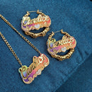 BeHoney Fashion Simple Personality Acrylic Custom Name bamboo Earrings Cartoons rainbow Name Necklace  Jewelry Christmas Gift C4