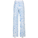 IAMSURE Zebra Print Trousers Women Streetwear Cool Mid-Waisted Autumn Spring Wide Leg Pants  Korean Casual Korean Style Fashion