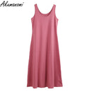cotton tank dresses women clothes plus size 10xl 9xl 8xl 7xl 6xl 5xl 4xl 3xl xxl a-line long maxi oversized dress black Khaki