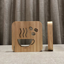 USB 3D LED Wood Night Light  Cross  Animal Tea Style Luminaria Fashion Lamp For Living Room Coffee Shop Dining Room Home Decor